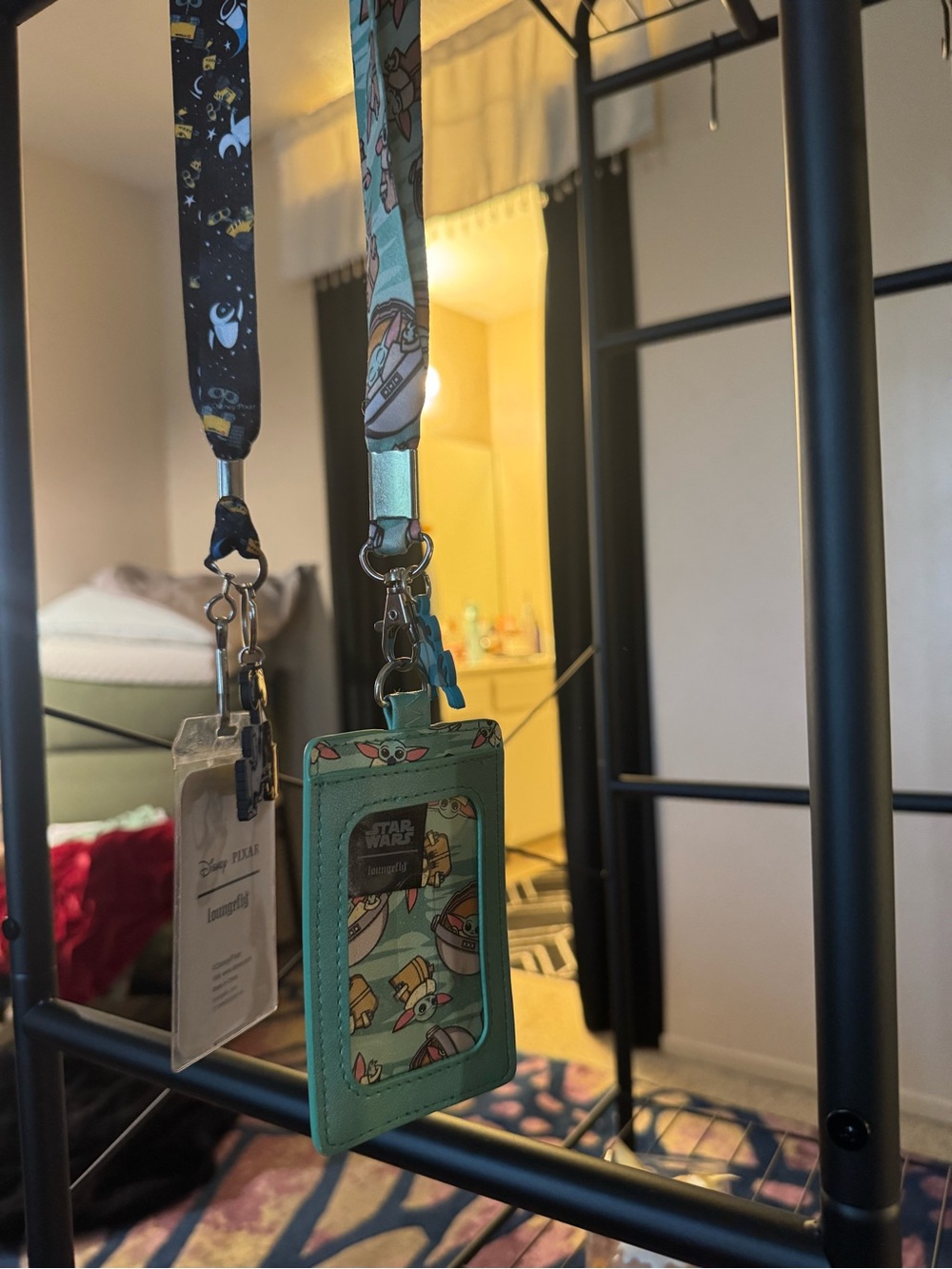 Loungefly Teal Grogu & Mandalorian Pattern Lanyard Card Holder